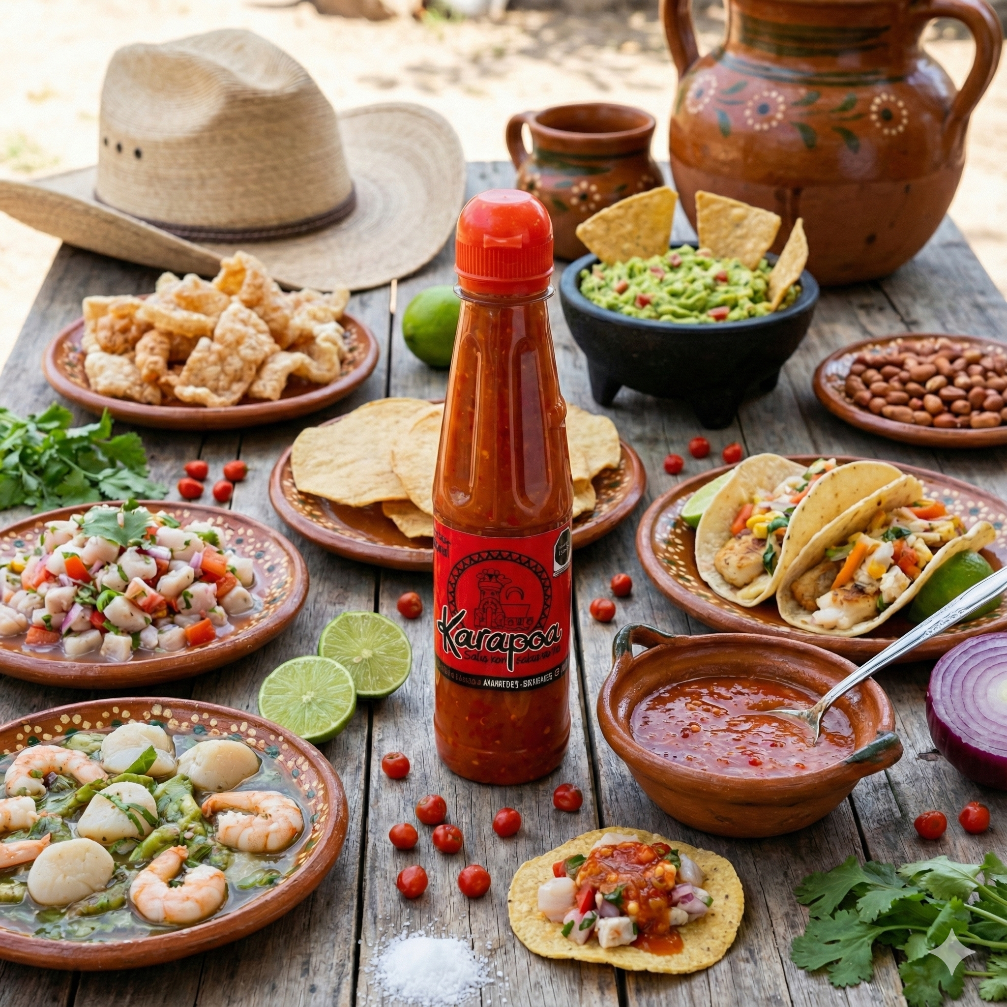 Salsa picante KARAPOA Roja, Chiltepín. 205 ml