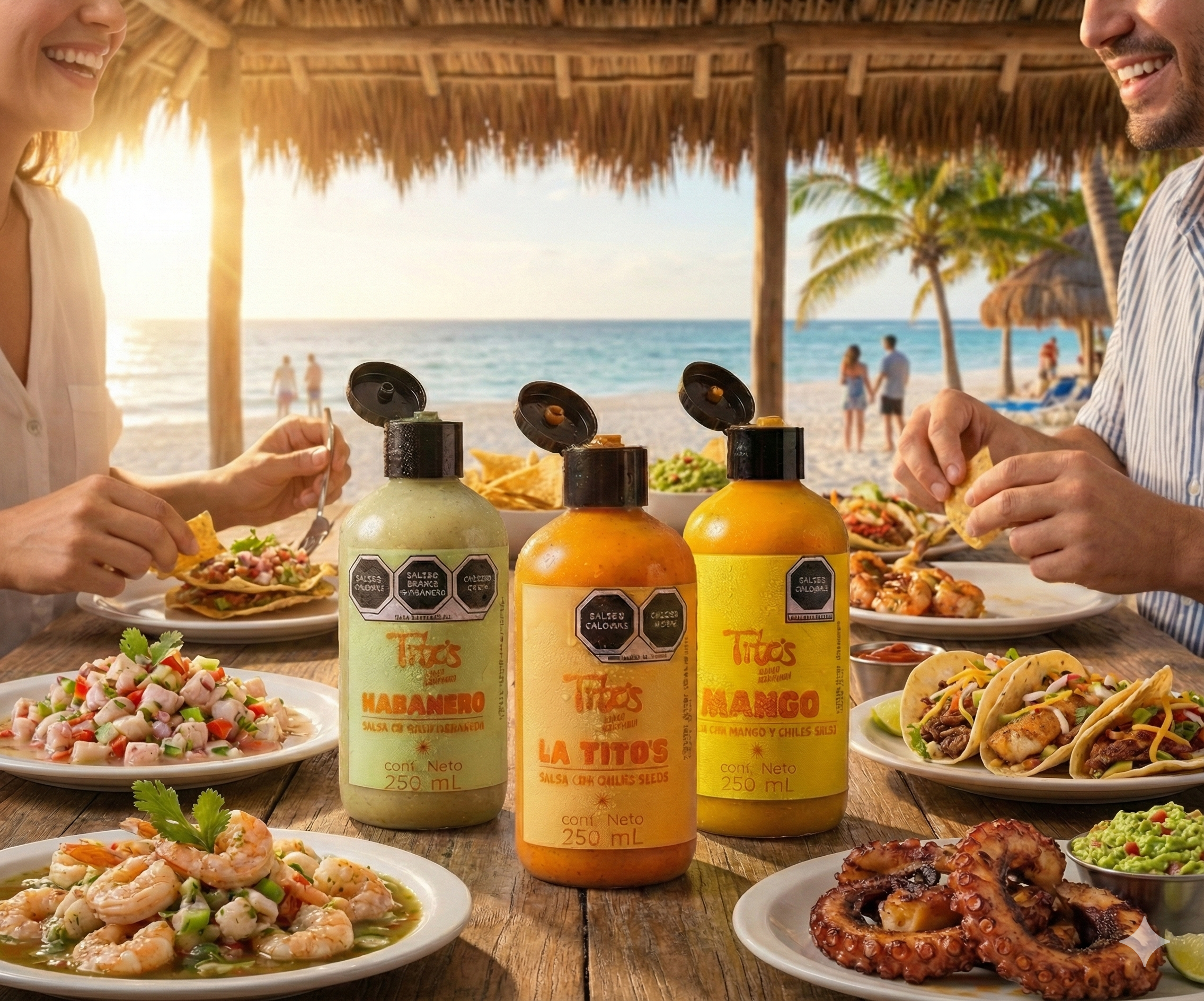 Las salsas adictivas de tito's de mango, habanero y chiles secos